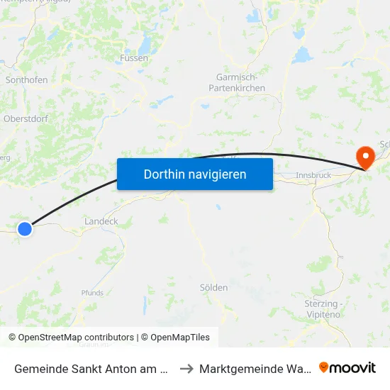 Gemeinde Sankt Anton am Arlberg to Marktgemeinde Wattens map