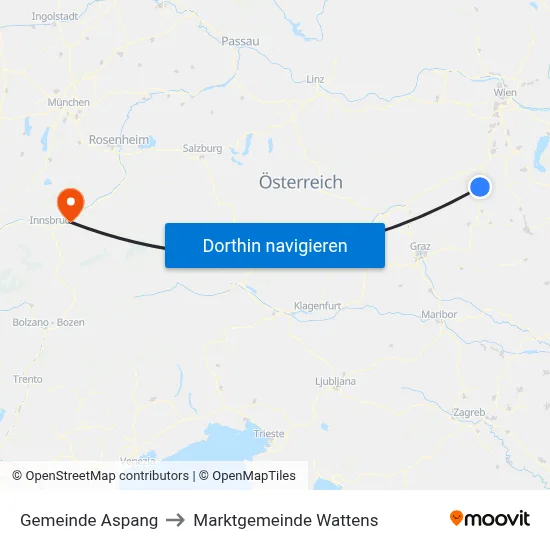 Gemeinde Aspang to Marktgemeinde Wattens map