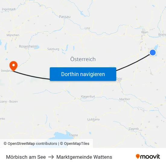 Mörbisch am See to Marktgemeinde Wattens map