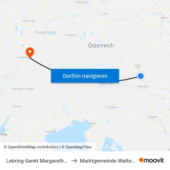Lebring-Sankt Margarethen to Marktgemeinde Wattens map