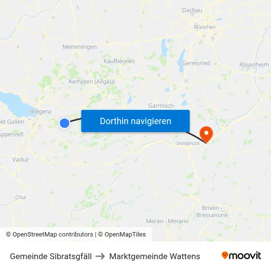 Gemeinde Sibratsgfäll to Marktgemeinde Wattens map