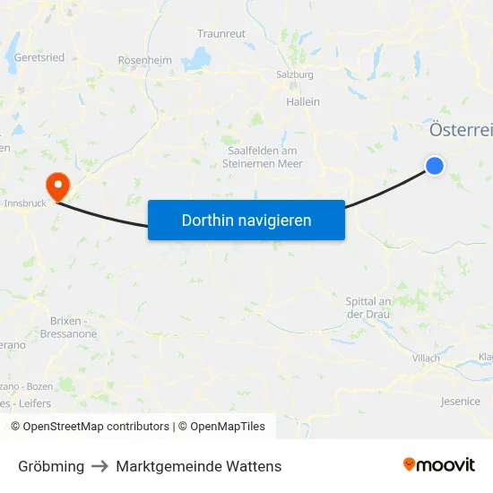 Gröbming to Marktgemeinde Wattens map