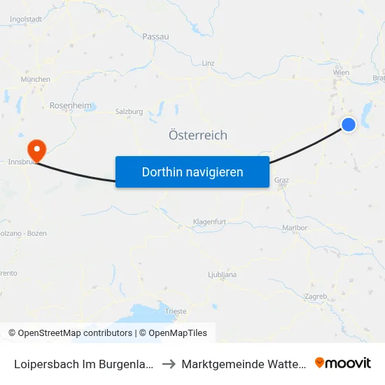 Loipersbach Im Burgenland to Marktgemeinde Wattens map