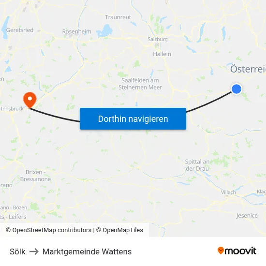 Sölk to Marktgemeinde Wattens map