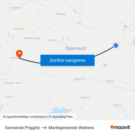 Gemeinde Prigglitz to Marktgemeinde Wattens map