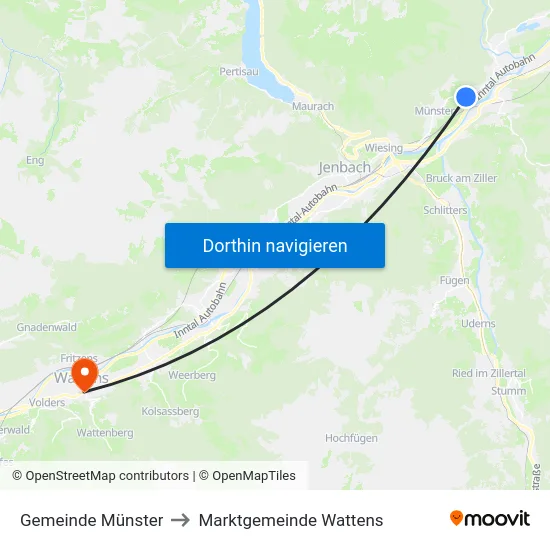 Gemeinde Münster to Marktgemeinde Wattens map