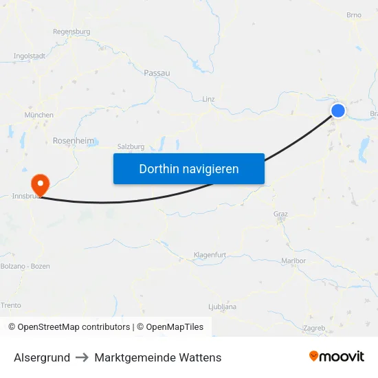 Alsergrund to Marktgemeinde Wattens map