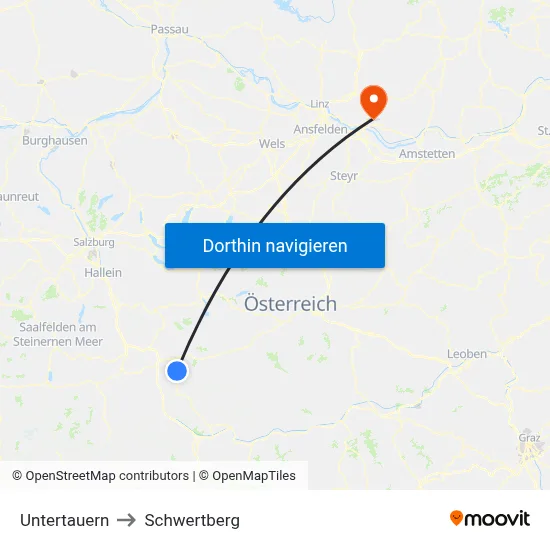 Untertauern to Schwertberg map