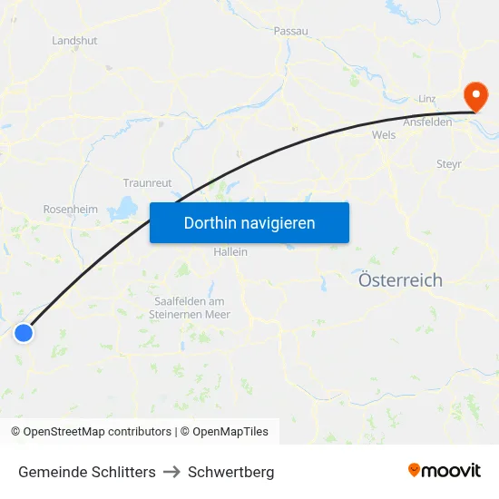 Gemeinde Schlitters to Schwertberg map