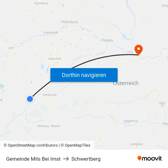 Gemeinde Mils Bei Imst to Schwertberg map