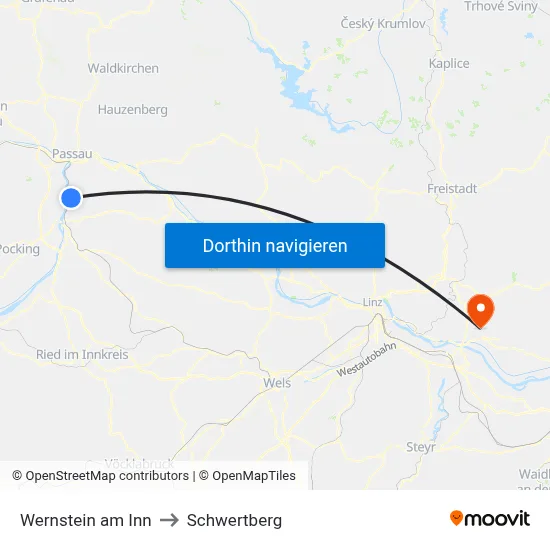 Wernstein am Inn to Schwertberg map