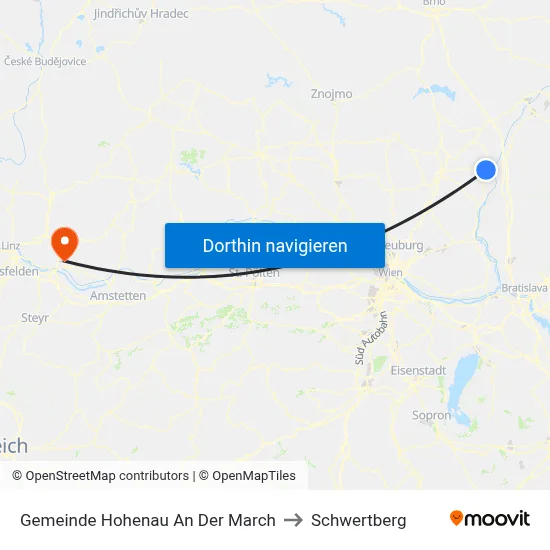 Gemeinde Hohenau An Der March to Schwertberg map