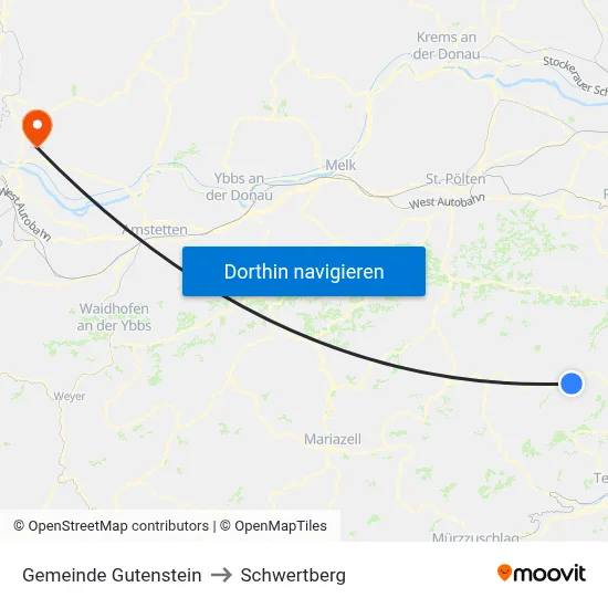 Gemeinde Gutenstein to Schwertberg map