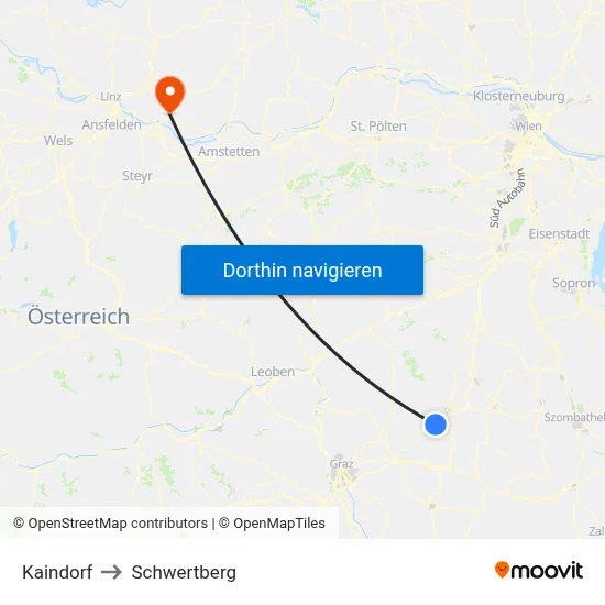 Kaindorf to Schwertberg map