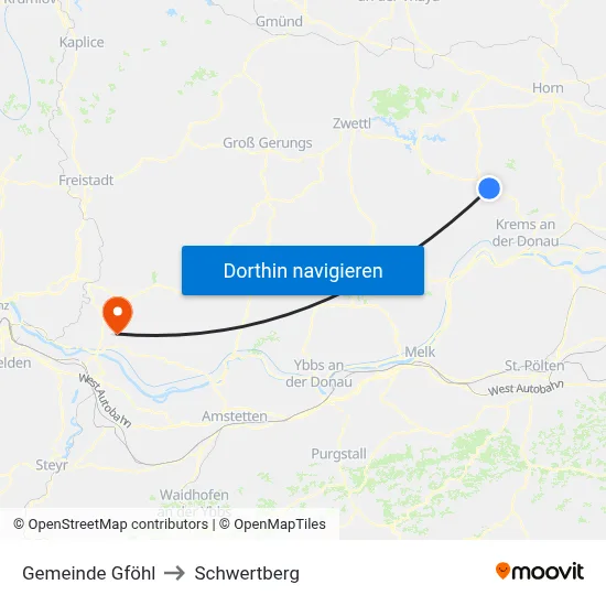 Gemeinde Gföhl to Schwertberg map