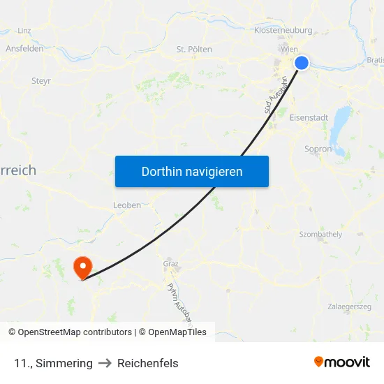 11., Simmering to Reichenfels map