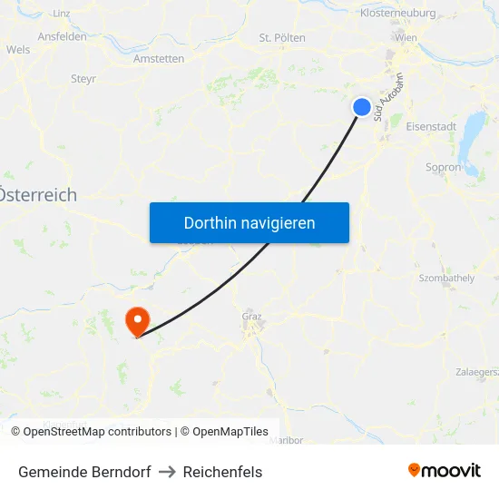 Gemeinde Berndorf to Reichenfels map