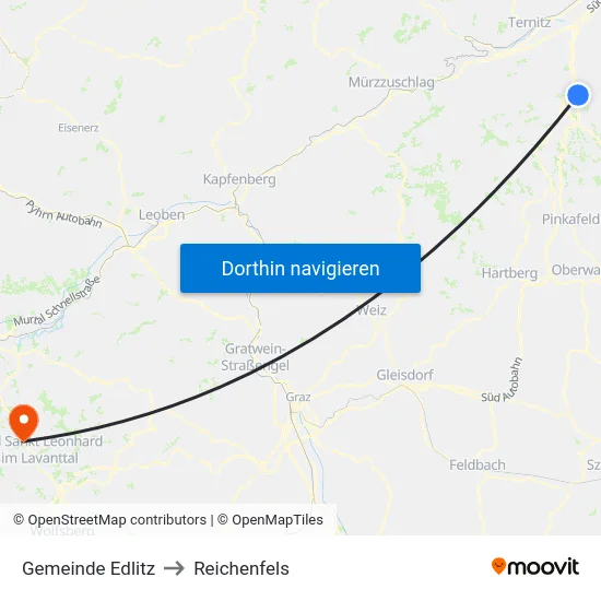 Gemeinde Edlitz to Reichenfels map