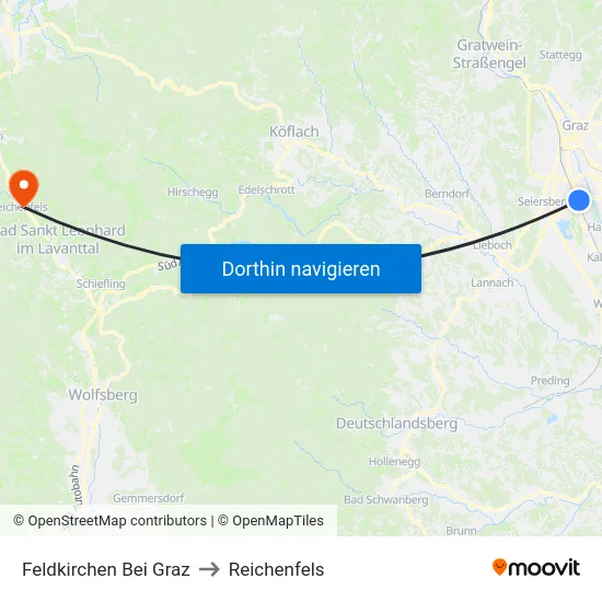 Feldkirchen Bei Graz to Reichenfels map