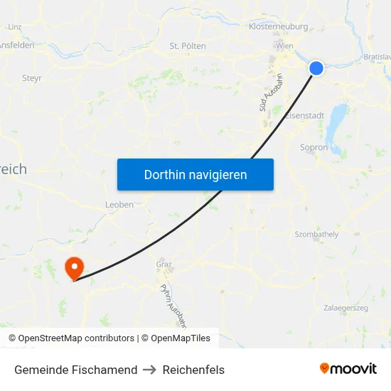 Gemeinde Fischamend to Reichenfels map