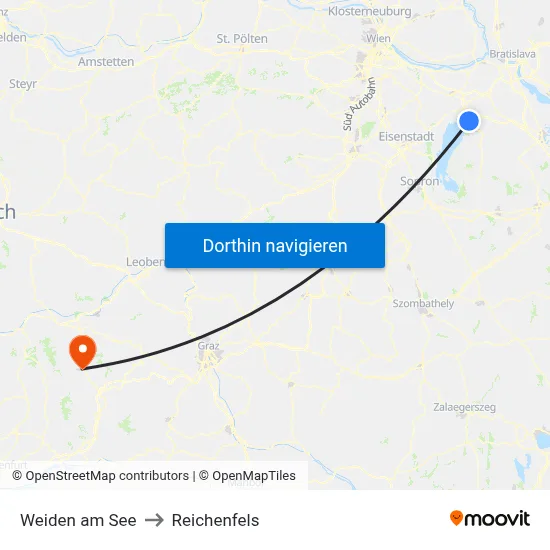 Weiden am See to Reichenfels map