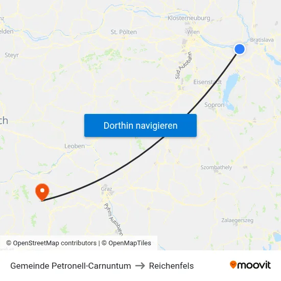 Gemeinde Petronell-Carnuntum to Reichenfels map