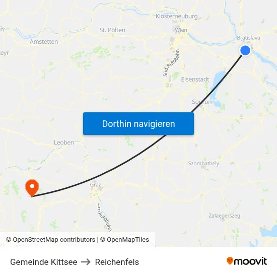 Gemeinde Kittsee to Reichenfels map