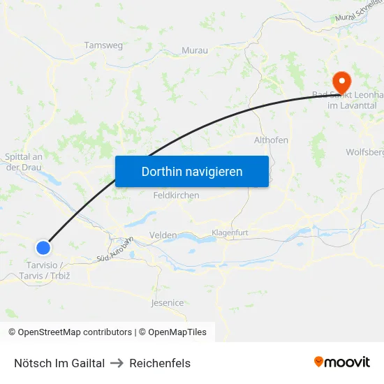 Nötsch Im Gailtal to Reichenfels map