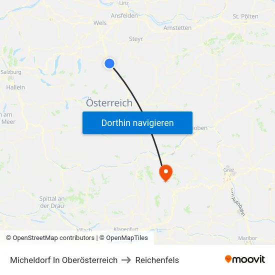 Micheldorf In Oberösterreich to Reichenfels map