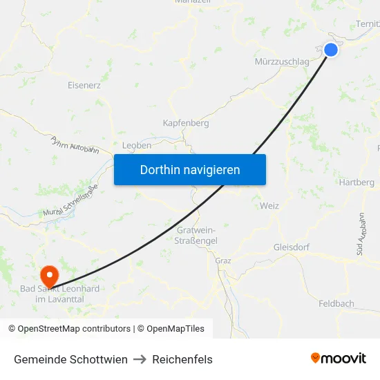 Gemeinde Schottwien to Reichenfels map