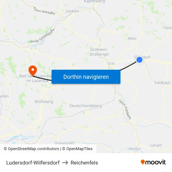 Ludersdorf-Wilfersdorf to Reichenfels map