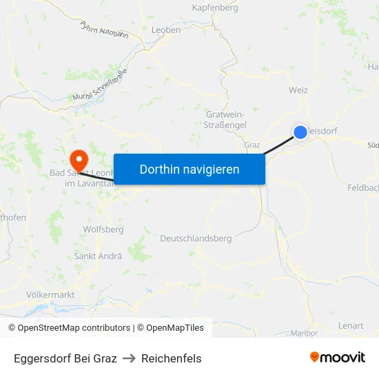 Eggersdorf Bei Graz to Reichenfels map