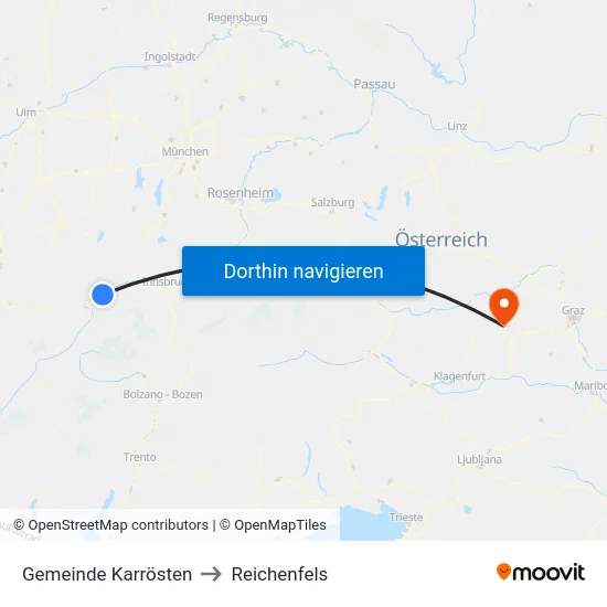 Gemeinde Karrösten to Reichenfels map