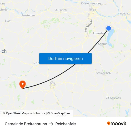 Gemeinde Breitenbrunn to Reichenfels map
