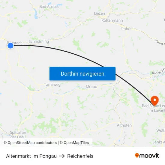 Altenmarkt Im Pongau to Reichenfels map