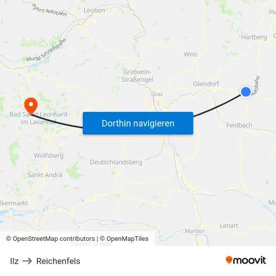 Ilz to Reichenfels map