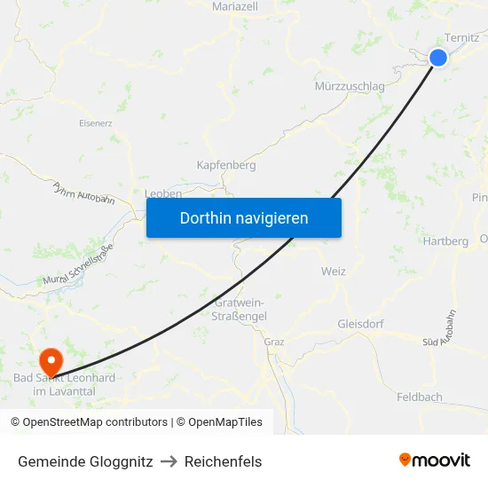 Gemeinde Gloggnitz to Reichenfels map
