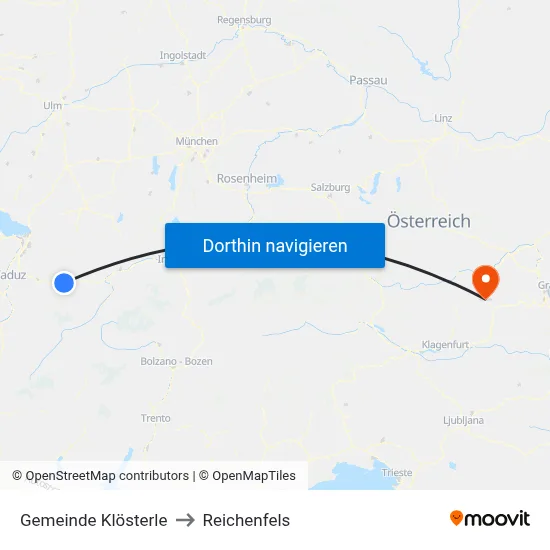 Gemeinde Klösterle to Reichenfels map