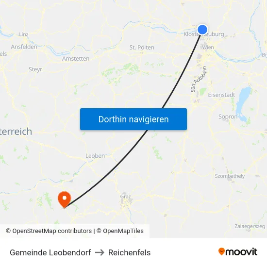 Gemeinde Leobendorf to Reichenfels map