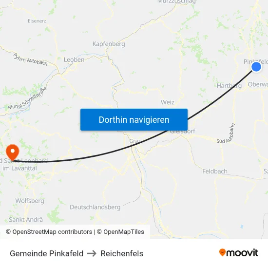 Gemeinde Pinkafeld to Reichenfels map