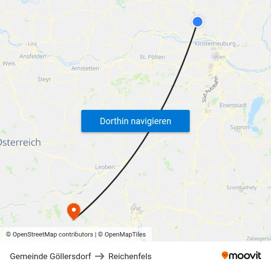 Gemeinde Göllersdorf to Reichenfels map