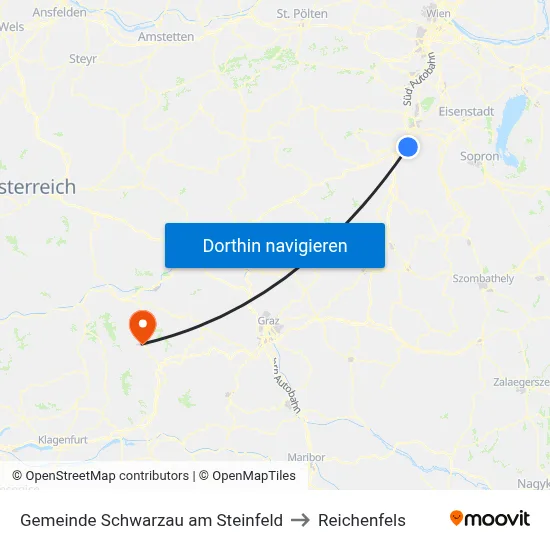 Gemeinde Schwarzau am Steinfeld to Reichenfels map