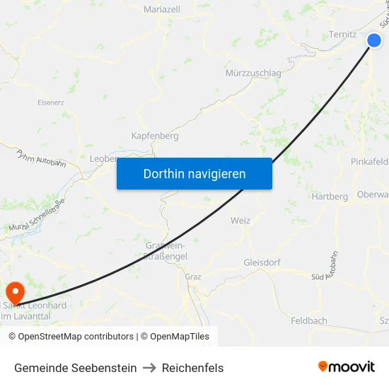 Gemeinde Seebenstein to Reichenfels map
