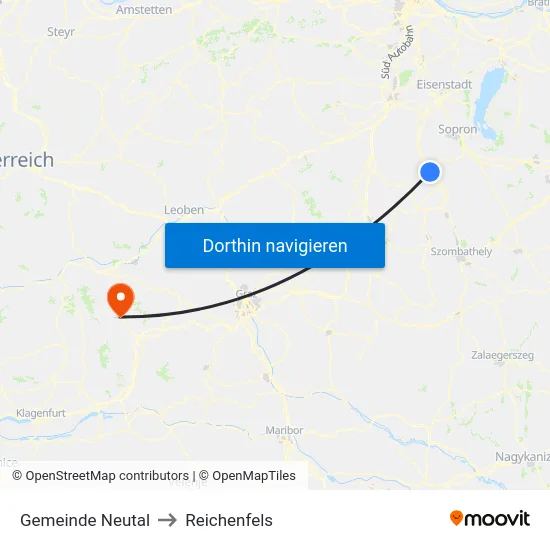Gemeinde Neutal to Reichenfels map