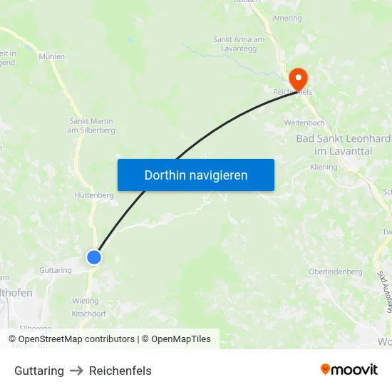 Guttaring to Reichenfels map