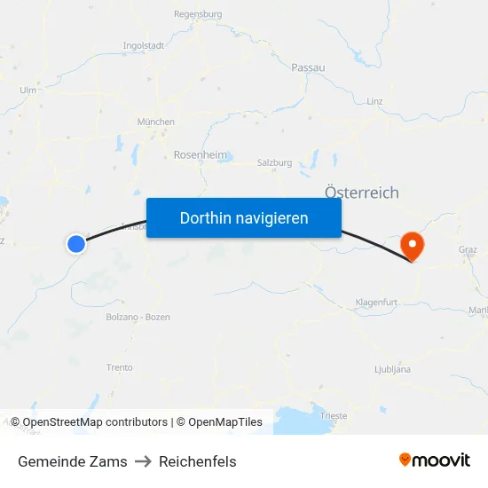 Gemeinde Zams to Reichenfels map