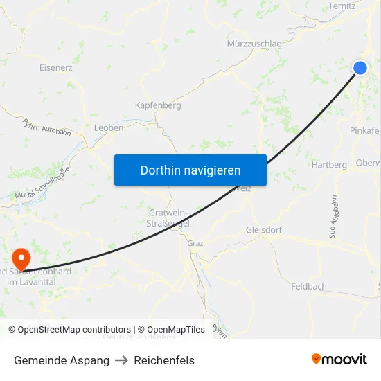 Gemeinde Aspang to Reichenfels map