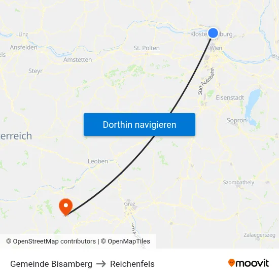 Gemeinde Bisamberg to Reichenfels map