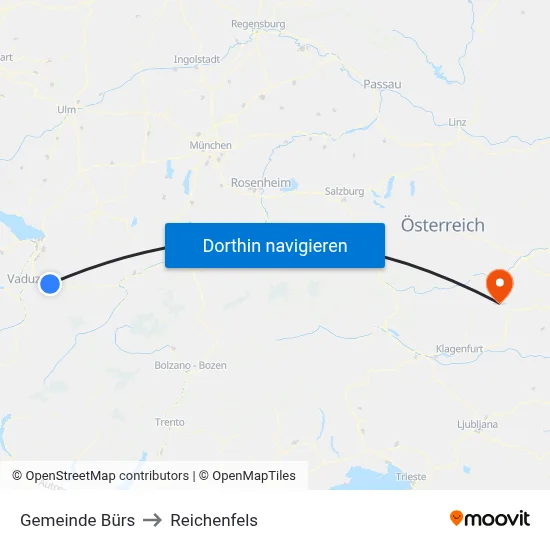 Gemeinde Bürs to Reichenfels map
