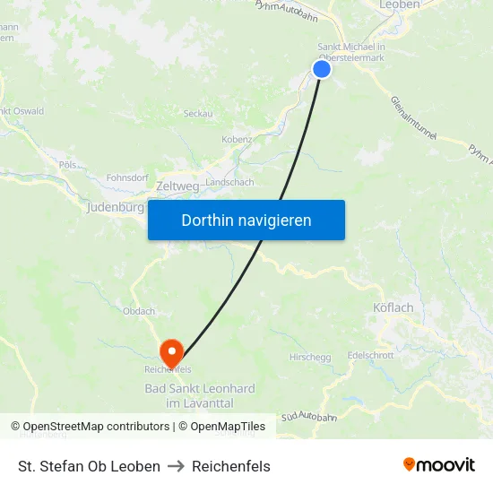 St. Stefan Ob Leoben to Reichenfels map